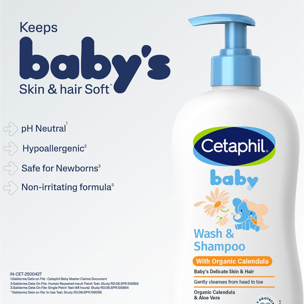 Cetaphil Baby Wash & Shampoowith Organic Calendula,Tear Free, Paraben, Colorant and Mineral Oil Free, 13.5 Fl. Oz (Packaging May Vary) (Pack of 2)