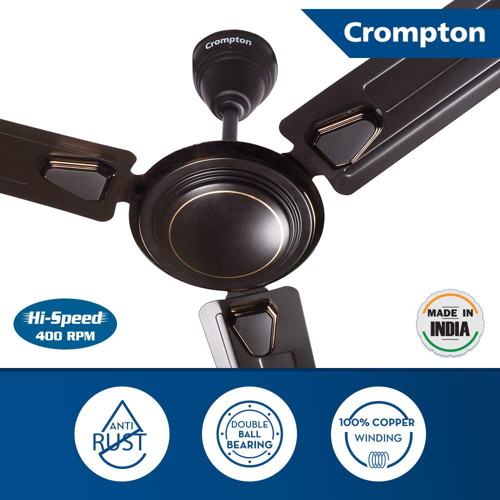 Crompton Super Briz Deco 1200 mm (48 Inch) High Speed Decorative Ceiling Fan (Smoked Brown), Pack Of 1, 4 stars