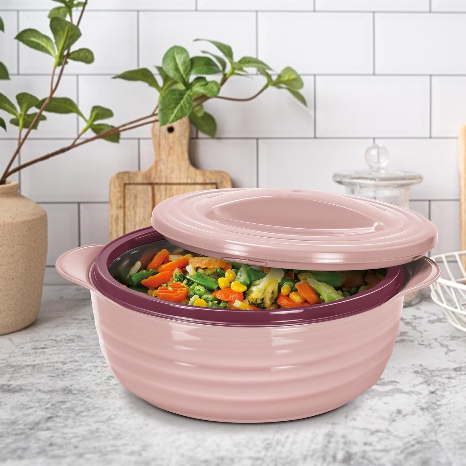 MILTON Aspire Jr. Set of 3 Serving Casserole Double Walled Inner Stainless Steel, (350ml, 720ml,1050 ml)