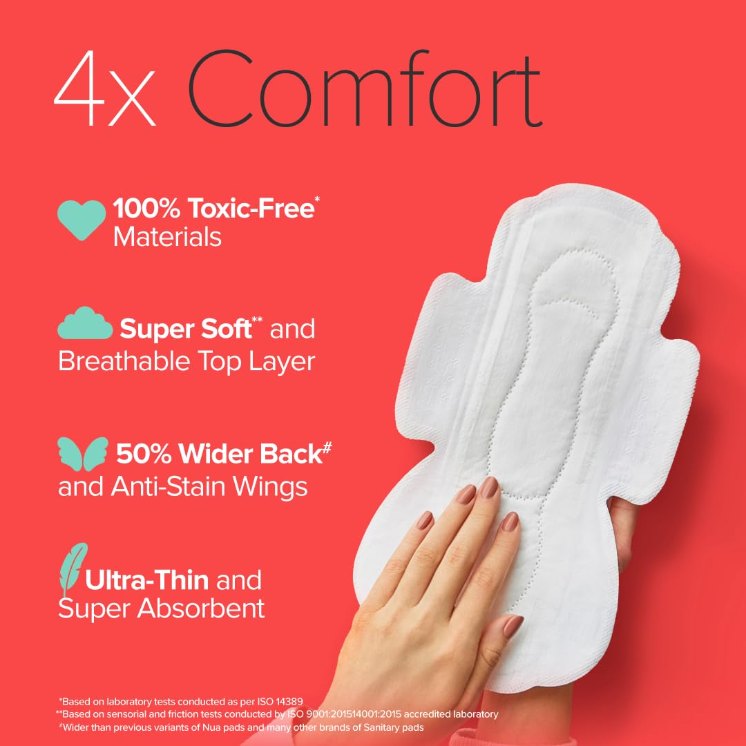 Nua Complete Comfort Sanitary Pads for Women | SUPER SAVER Pack of 4