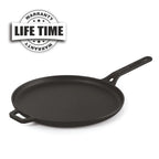 Cello Ironica Pre-Seasoned Cast Iron Dosa Tawa with Handle 28 CM, Black |
