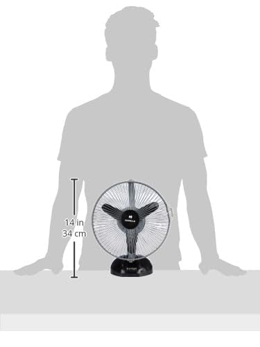 Havells Birdie 230mm Personal Fan | Aerodynamically designed, Blades with aerofoil section for maximum air | Unique rocker design, Multi use for desk & wall, Powerful motor | (Pack of 1, Black Grey)