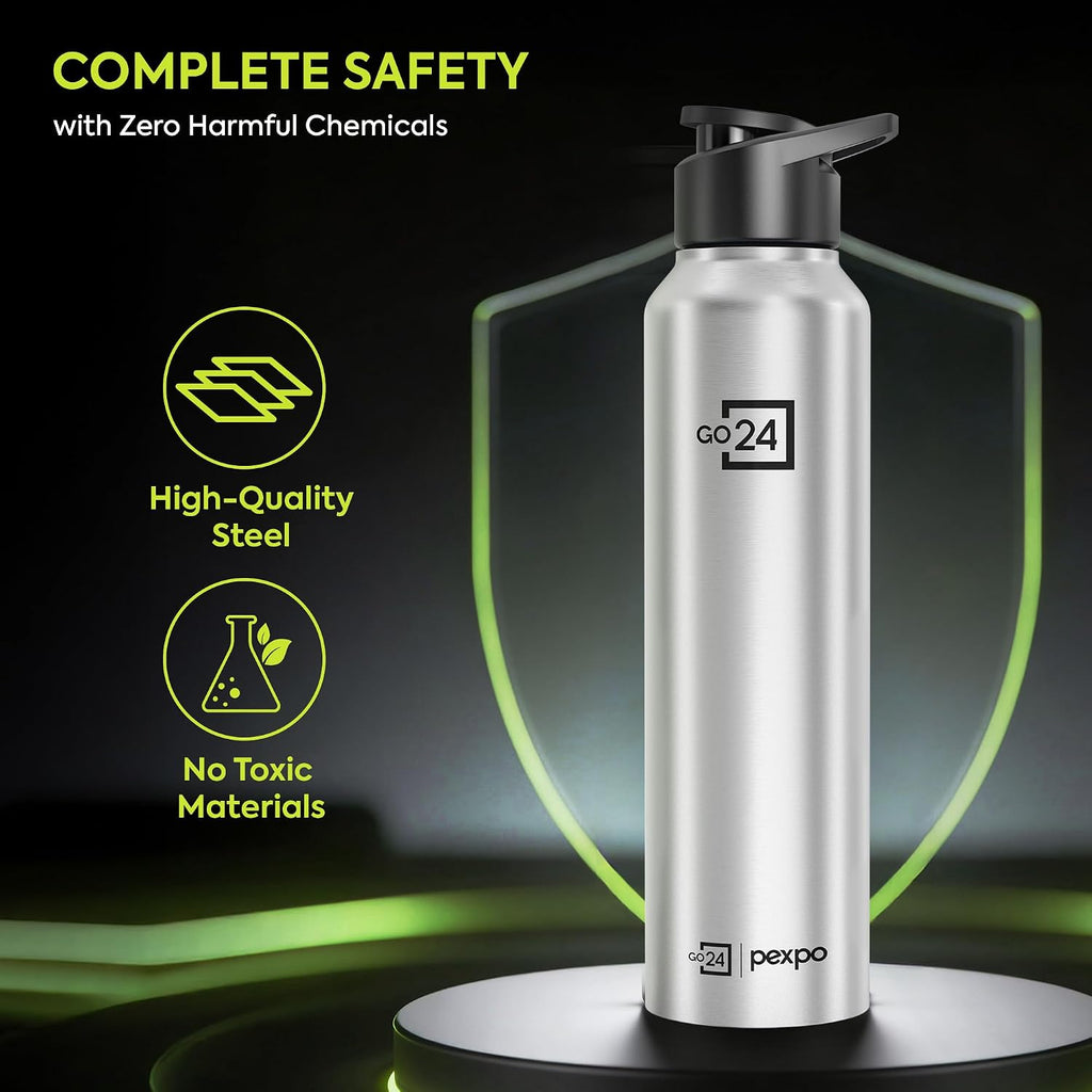 Stainless Steel Water Bottle Craft Silver 950ml Sipper Cap Lightweight single-wall water bottle with leakproof lid, BPA-free, ideal for school, office, gym, travel