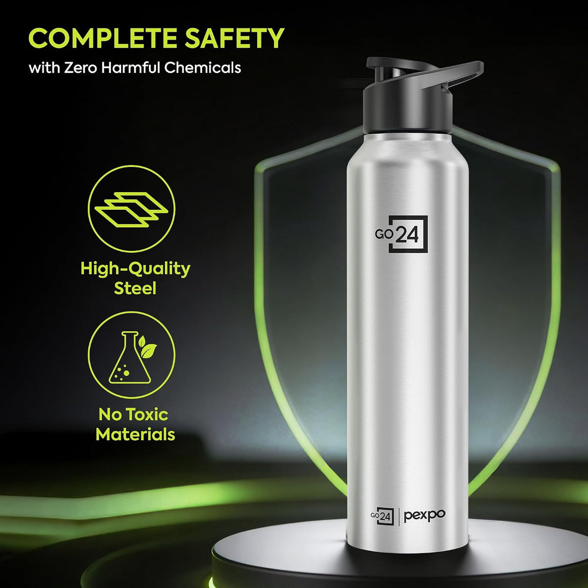 Stainless Steel Water Bottle Craft Silver 950ml Sipper Cap Lightweight single-wall water bottle with leakproof lid, BPA-free, ideal for school, office, gym, travel