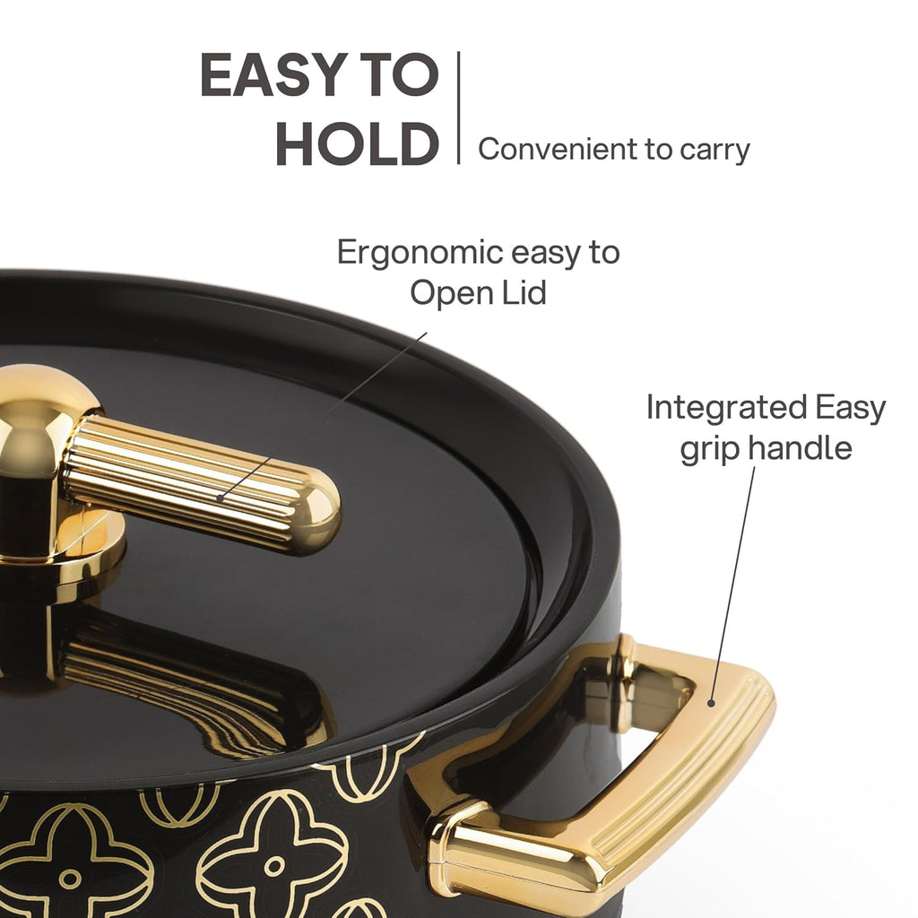 CELLO Jewel NX Insulated Casserole Set of 3 Pcs (500ml, 1000ml, 1500ml) Black |