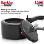 Hawkins 1.5 Litre Instaa Pressure Cooker, Induction Inner Lid Cooker, Tall Body Hard Anodised Baby Cooker, Black (IIH15)