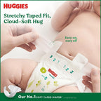 Huggies Natural Soft Premium Tape Diapers Newborn/Extra Small (NB/XS) Size, Upto 5 kgs, 64 Count | Our No.1 Soft Taped Diaper with Cloud Soft Bed, designed for Newborns with Runny Poo Absorption