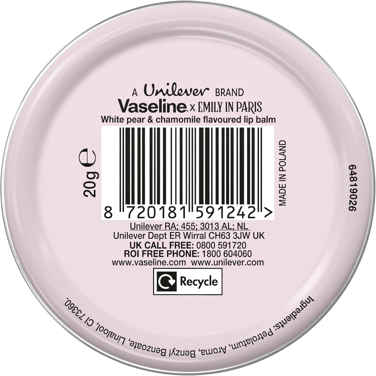 Vaseline Rouge Romance Lip Balm Tin Limited Edition x Emily in Paris 20 g