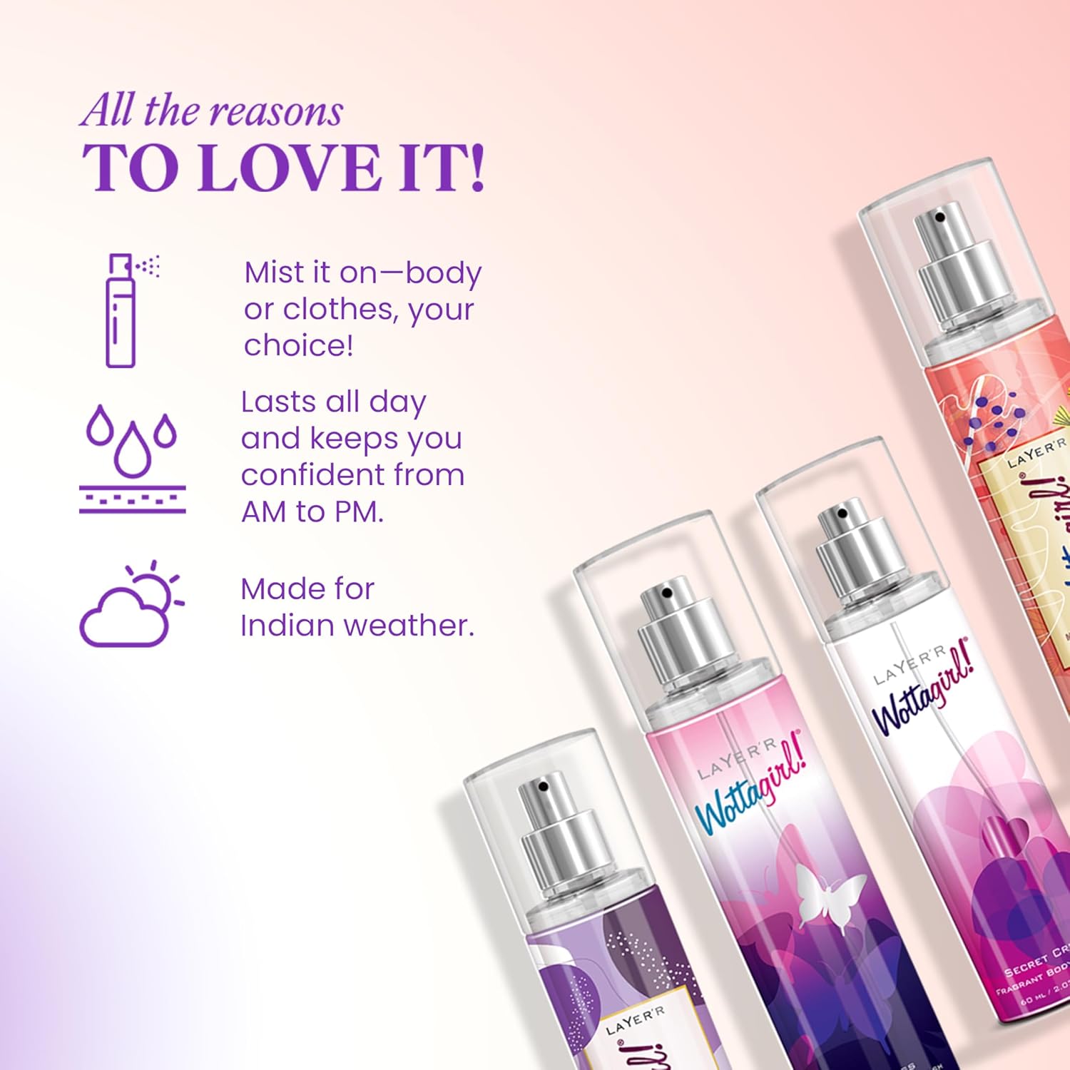 Layer'r Wottagirl 60ml Body Mist Combo for Women, Pack of 4 | Long-lasting fruity, floral & aquatic fragrance collection with citrus, peony, jasmine...