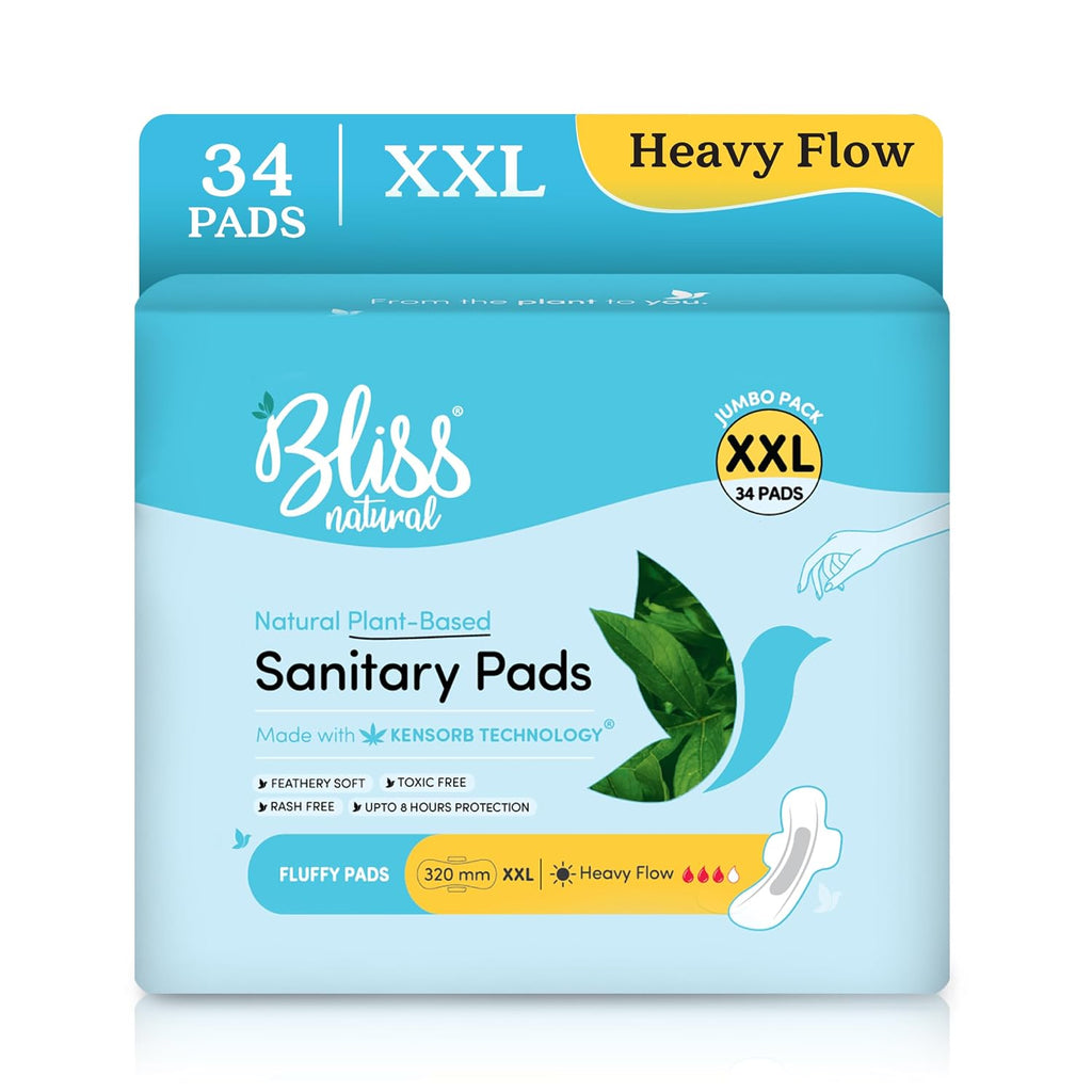 BLISSNATURAL Ultra Soft Sanitary Pads XXL | Pack of 34