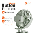 Orient Electric Orbis Rechargeable Personal Fan | 360° Rotation | 1800 mAh Battery | 4 Speed Modes with Timer | Quiet Operation | USB Type-C Charging | Clip-On Mini Fan | Matcha Green