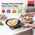 Prestige Omega Granite Non-Stick Dosa Tawa 30cm | 5-Layer Coating | Gas & Induction Compatible |