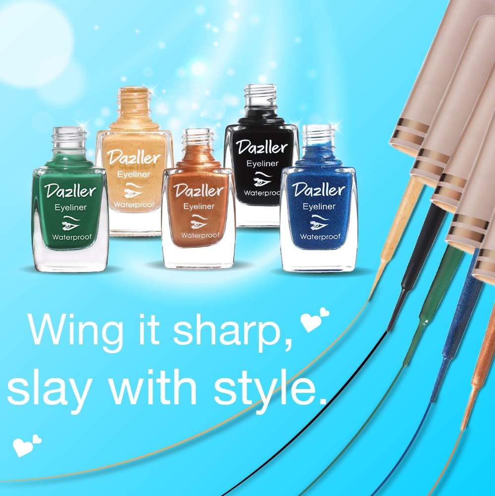 Dazller Liquid Eyeliner|Waterproof|Precise Application|Smudge-proof|Vibrant Matte|Long Stay|Quick Dry|Duo Black|19ml