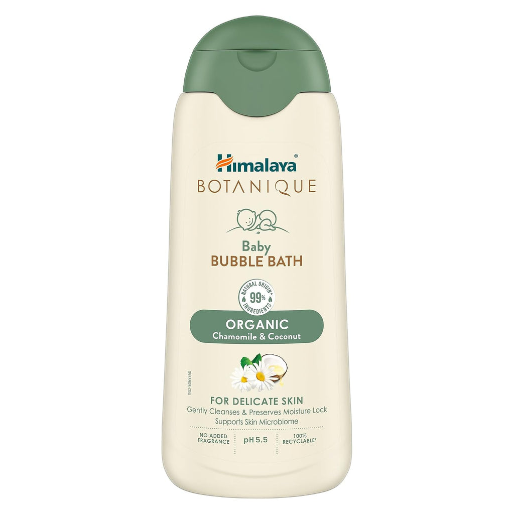 Himalaya Botanique Baby Bubble Bath 100 ml | Organic | Preserve Moisture Lock | No Tears | Dermatologically Tested | Helps Protect Skin Barrier | pH 5.5 | Hypoallergenic |No Added Fragrance