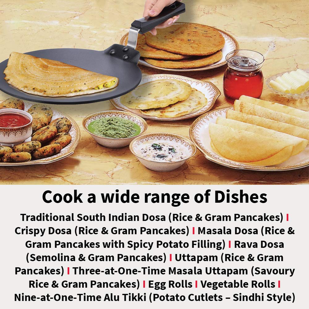 Hawkins Futura 28 cm Dosa Tava, Non Stick Dosa Tawa, Small Dosa Tawa (NDT28) (Black)