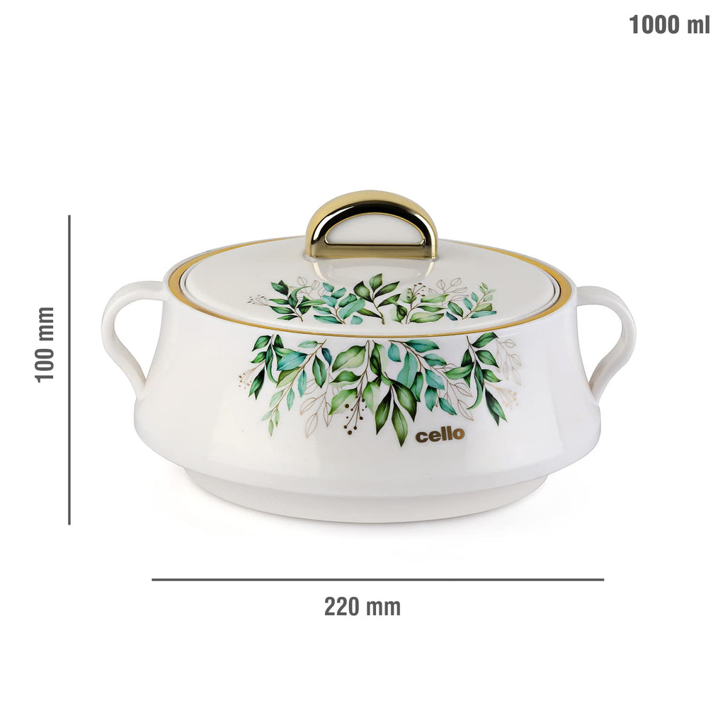 CELLO Midas Set of 2 Pieces Casserole Hot Pot Box For Daily Use & Kitchen 1000ml Each, White |