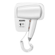 AGARO Wall Mounted Hair Dryer 1400W, Electric Wall Mount Hair Dryer, Hotel, Bathroom, Household, Wall Hanging Dryer, White HD1417