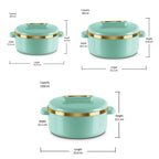 MILTON Curve Inner Stainless Steel Casserole Set of 3 (450 ml, 840 ml, 1300 ml), Light Green |