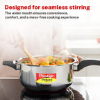 Prestige 5 Litre Stainless Steel Deluxe Alpha Svachh Outer Lid Deep Pressure Pan Cooker | 10Y Warranty | Deep Lid for Spillage Control | TRIPLY Base | GRS | Gas & Induction Compatible | ISI