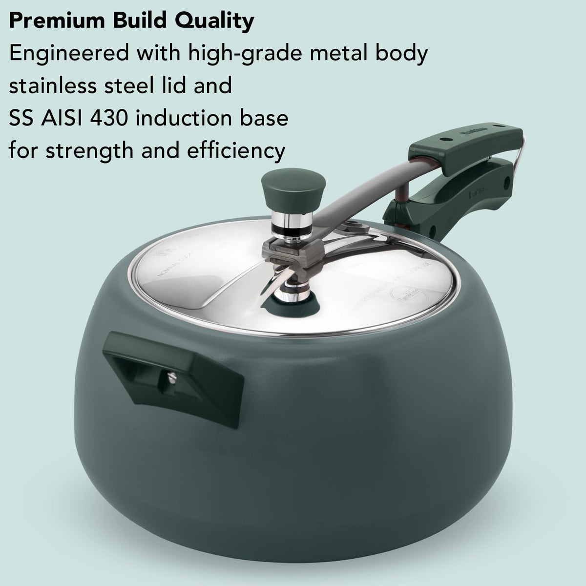 Hawkins 5 Litre Ceramic Coated Cerenity Pressure Cooker | Induction & Gas | for Cooking Rice, Dal & Curries | 5 Year Guarantee, ISI Certified | Olive Green (ICG50)