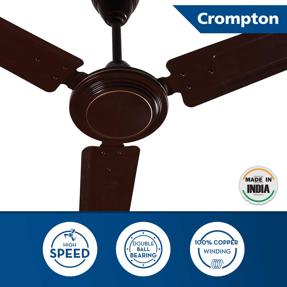 Crompton Hill Briz 1200 mm (48 inch) High Speed Ceiling Fan (Brown)