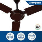 Crompton Hill Briz 1200 mm (48 inch) High Speed Ceiling Fan (Brown)