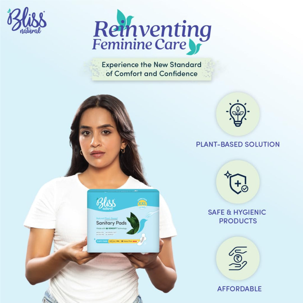 BLISSNATURAL Ultra Soft Sanitary Pads XXL | 12 Pads (2 Pack of 6) |