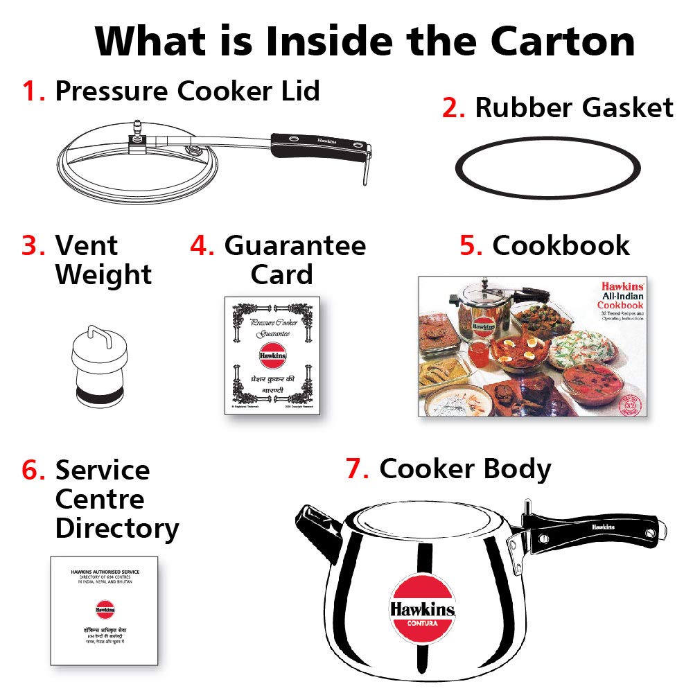 Hawkins 4 Litre Contura Pressure Cooker, Handi Inner Lid Cooker, Silver (HC40) Aluminium