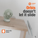 Orient Electric Orbis Rechargeable Personal Fan | 360° Rotation | 1800 mAh Battery | 4 Speed Modes with Timer | Quiet Operation | USB Type-C Charging | Clip-On Mini Fan | Matcha Green