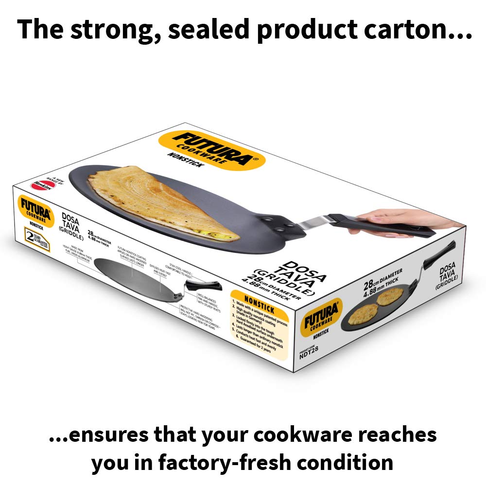 Hawkins Futura 28 cm Dosa Tava, Non Stick Dosa Tawa, Small Dosa Tawa (NDT28) (Black)
