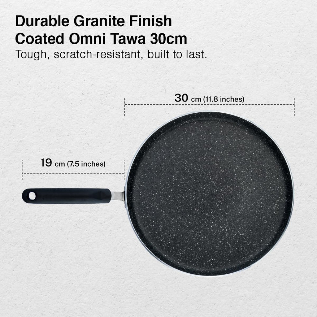 Prestige Omega Granite Non-Stick Dosa Tawa 30cm | 5-Layer Coating | Gas & Induction Compatible |