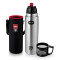 CELLO Instyle Insulated Stainless Steel Flask Water Bottle with Jacket For Daily Use 1000ml Silver | ISI Certified Double Wall Vacuum Insulated 24 Hrs Hot & Cold Thermos Water Bottle For Office Travel