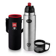 CELLO Instyle Insulated Stainless Steel Flask Water Bottle with Jacket For Daily Use 1000ml Silver | ISI Certified Double Wall Vacuum Insulated 24 Hrs Hot & Cold Thermos Water Bottle For Office Travel