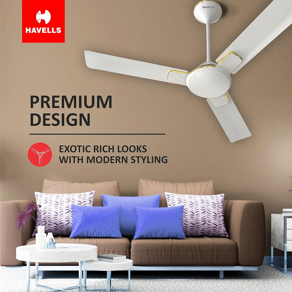Havells 1200Mm Enticer Energy Saving Ceiling Fan (4 stars, Pearl White Gold, Pack Of 2)