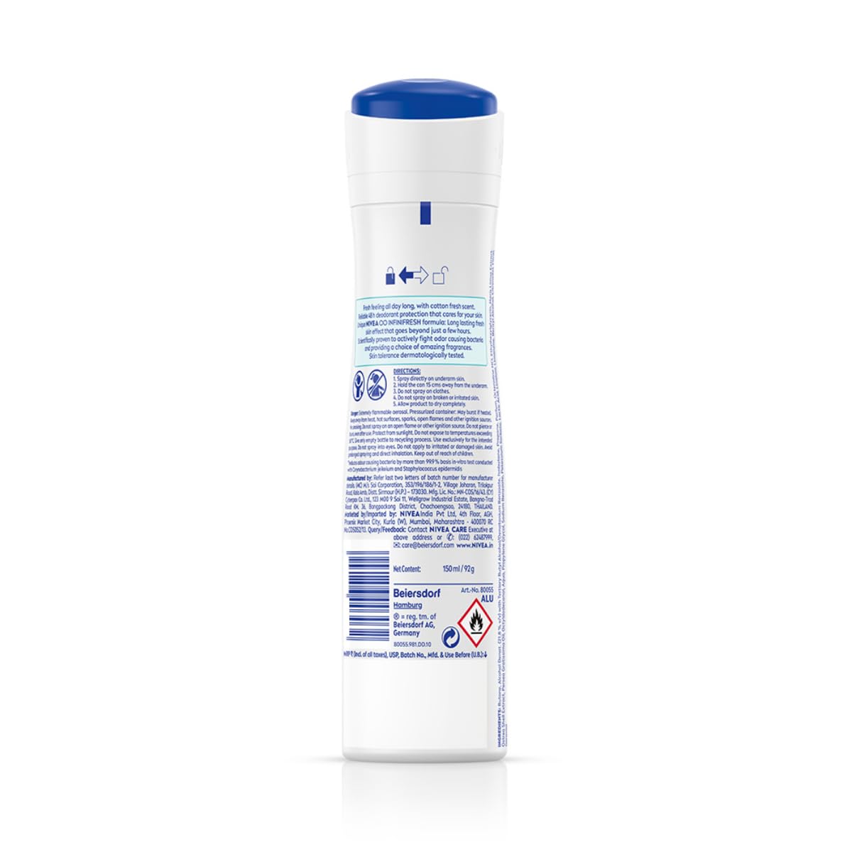 NIVEA Fresh Comfort Deodorant, 150ml | 48 H Smooth & Beautiful Underarms| 0% Alcohol | For Women