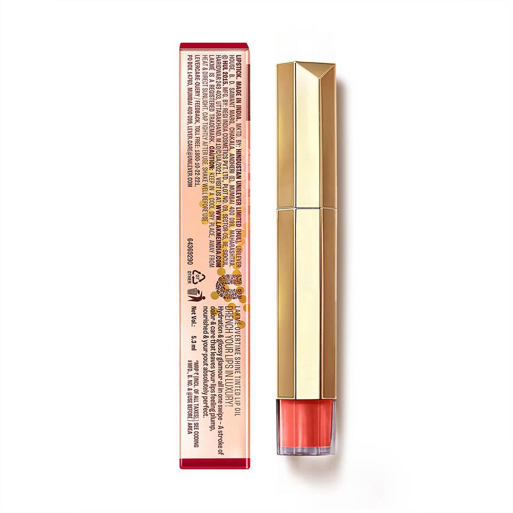 LAKMÉ LAKM Lakme 9to5 Overtime Shine Tinted Lip Oil - Brick Rouge 5.3ml | 3Ml
