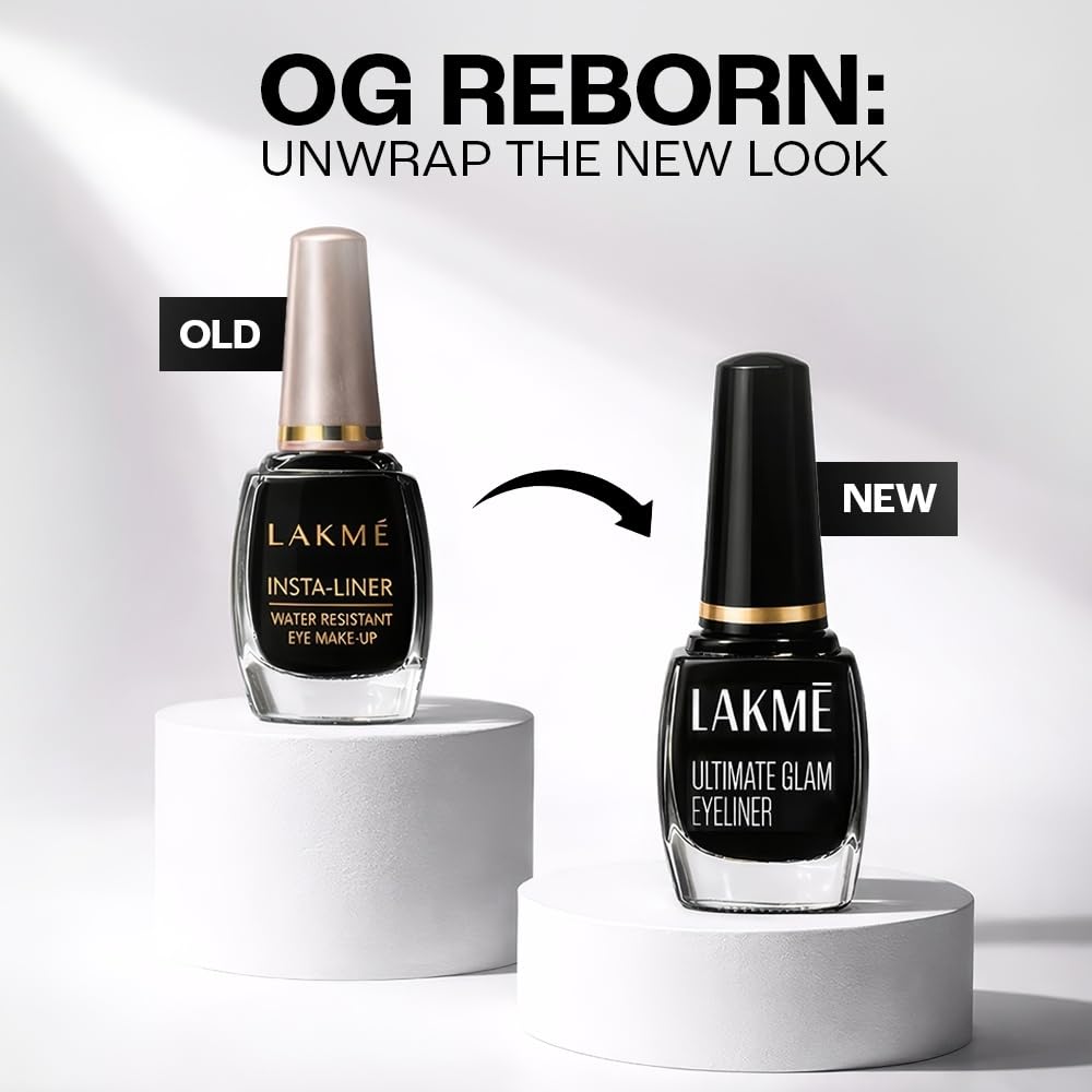 Lakme Ultimate Glam Eye Liner, Semi Matte, Quick drying, Water resistant & Smudgeproof Eye Liner, Black, 9ml