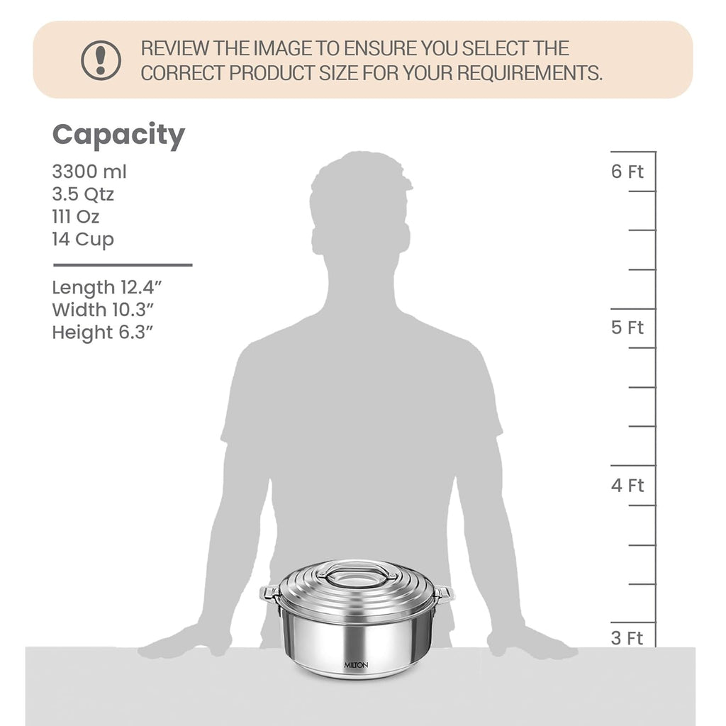 MILTON Galaxia 3500 Insulated Stainless Steel Casserole, 3.3 L