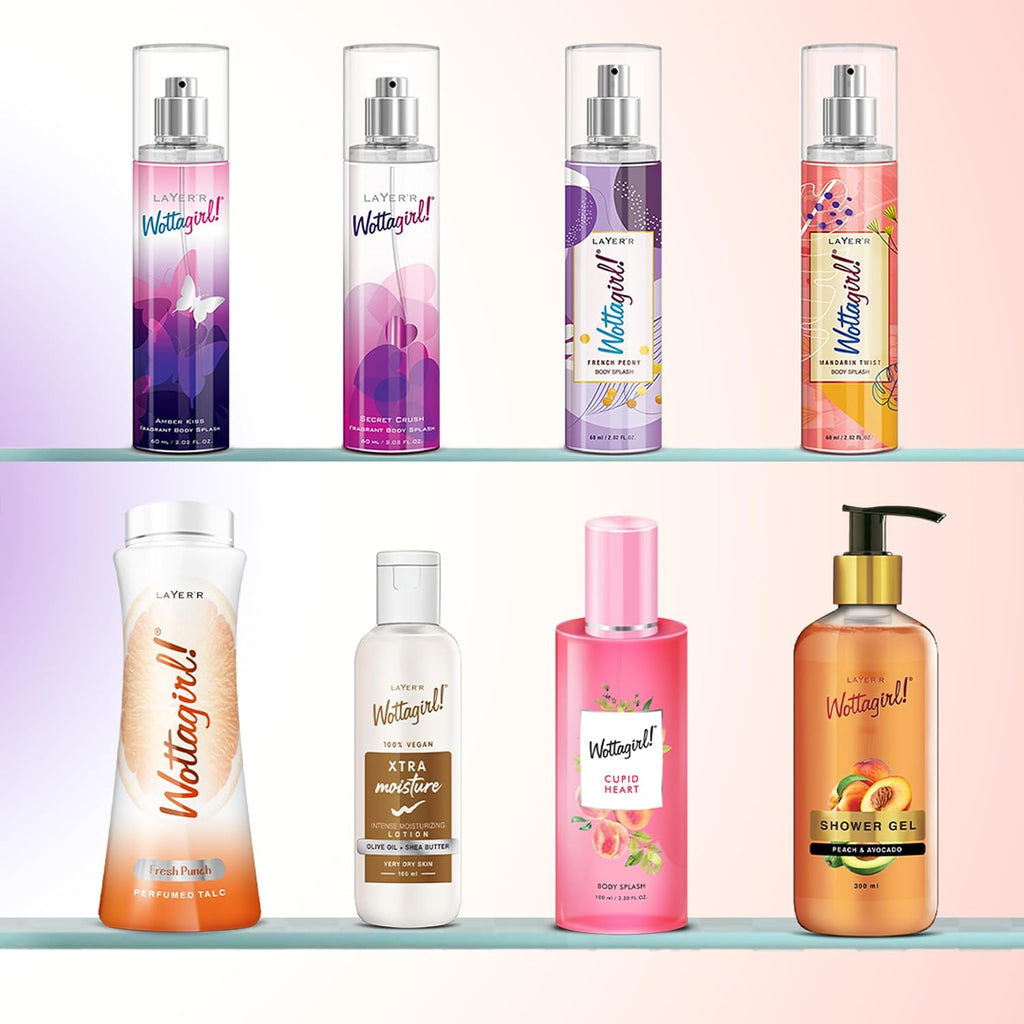 Layer'r Wottagirl 60ml Body Mist Combo for Women, Pack of 4 | Long-lasting fruity, floral & aquatic fragrance collection with citrus, peony, jasmine...