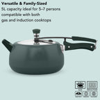 Hawkins 5 Litre Ceramic Coated Cerenity Pressure Cooker | Induction & Gas | for Cooking Rice, Dal & Curries | 5 Year Guarantee, ISI Certified | Olive Green (ICG50)