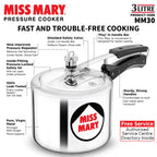Hawkins 3 Litre Miss Mary Pressure Cooker, Inner Lid Cooker, Silver (MM30)