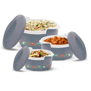 MILTON Elegance Jr. Inner Stainless Steel Casserole Gift Set Of 3 (395 Ml, 750 Ml, 1.35 Litres), Grey |