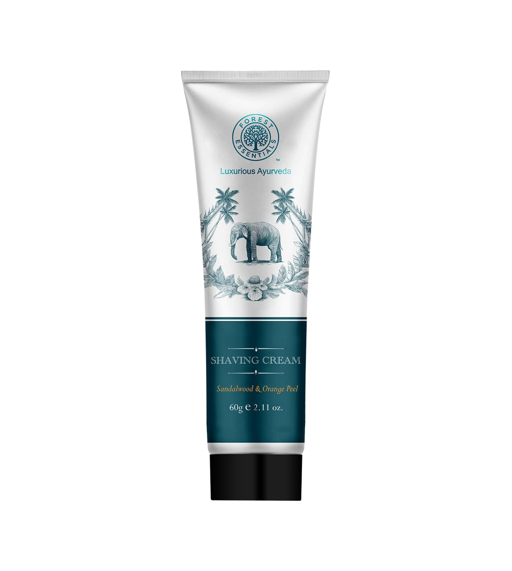 Forest Essentials Shaving Cream Sandalwood & Orange Peel | Ayurvedic Natural Shaving Cream for Smooth Razor Glide 60g