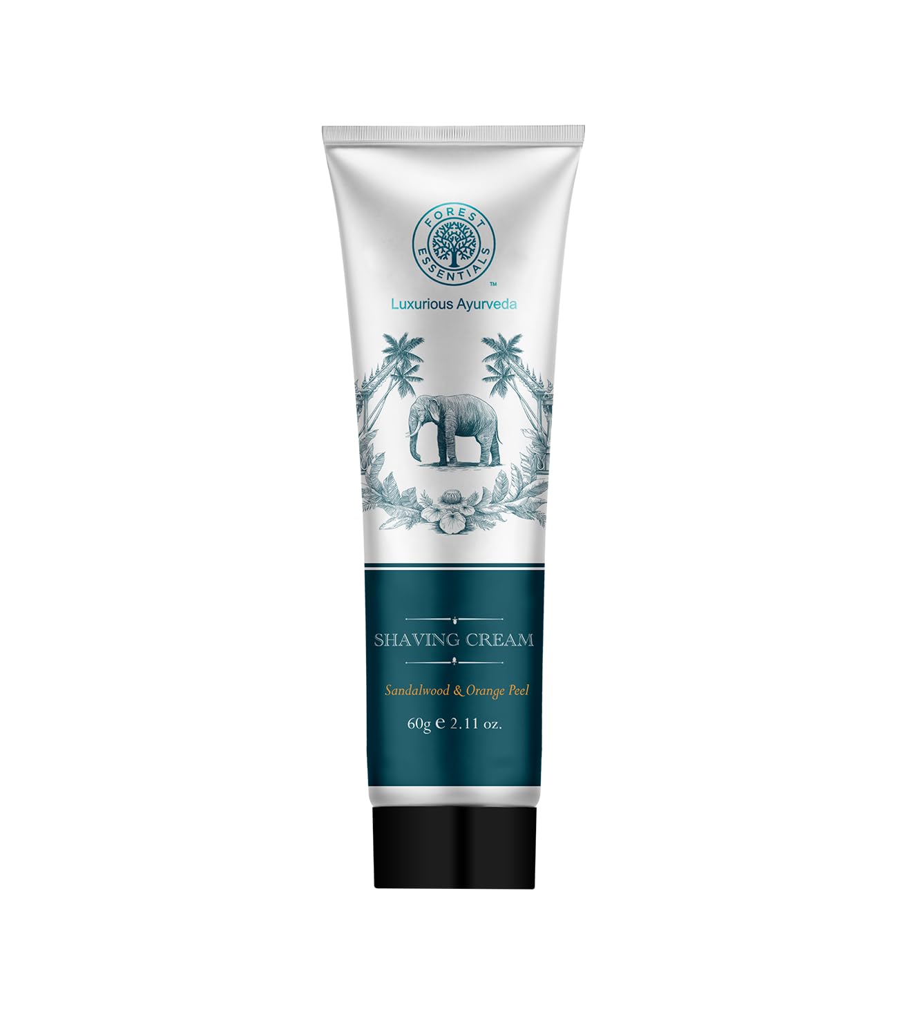 Forest Essentials Shaving Cream Sandalwood & Orange Peel | Ayurvedic Natural Shaving Cream for Smooth Razor Glide 60g