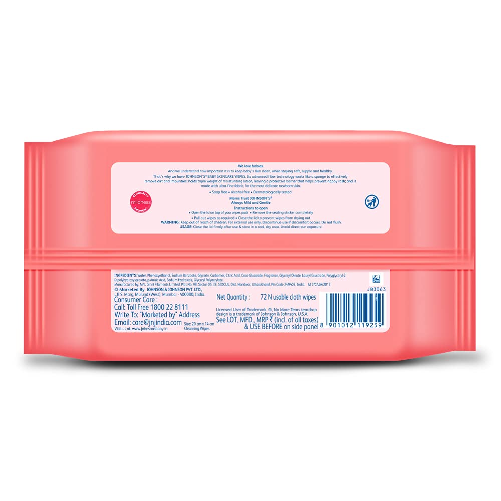 Johnson's Baby Wet Wipes | 144 Wipes | Alcohol & Soap Free | Prevents Rashes & Redness | with 3X Moisturising Lotion | As Mild as Pure Water |...