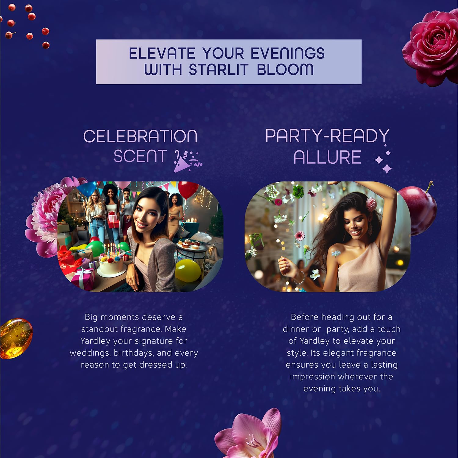 Yardley London Starlit Bloom Eau de Parfum for Women, 50ml – Natural Essential Oils, Floral EDP Perfume | Peony & Freesia Fragrance