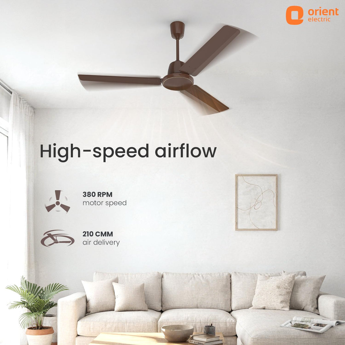 Orient Electric 1200mm Apex Cruise Ceiling Fan for Home | BEE 1 Star Rated Energy Efficient Fan|Outstanding Performance | 2 Years Warranty by Orient | Galaxy Brown