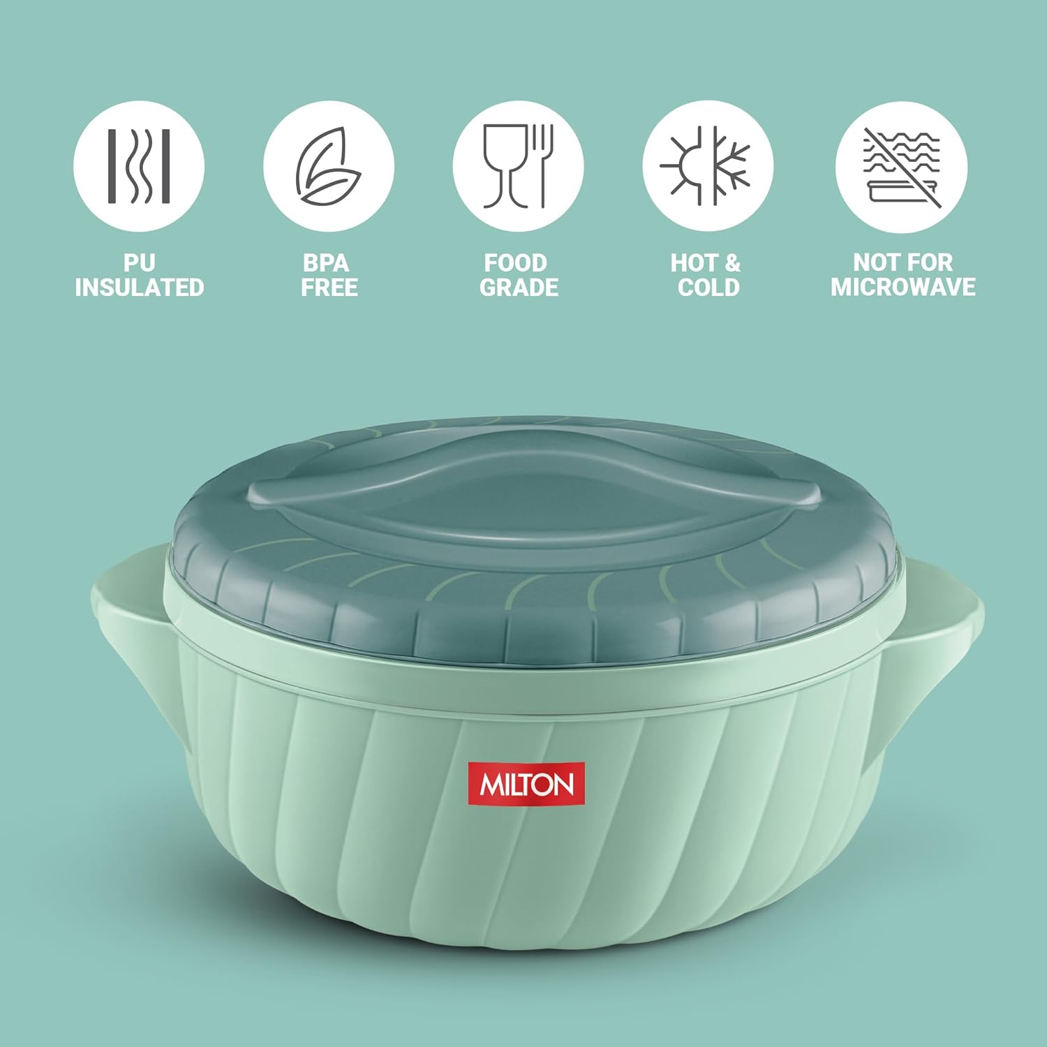 MILTON Flora 2000 Insulated Inner Steel Casserole for Roti, 2.1 Litre