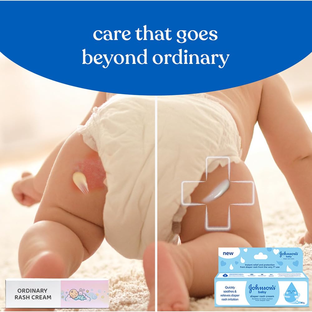 Johnson's Baby Diaper Rash Cream Combo 40g x 2 | With Aloe Vera & Natural Beeswax | For All Skin Types Including Sensitive Skin | Clinically Proven, Soothes & Prevents Diaper Rash | No Parabens & Sulphates | Paediatrician Tested