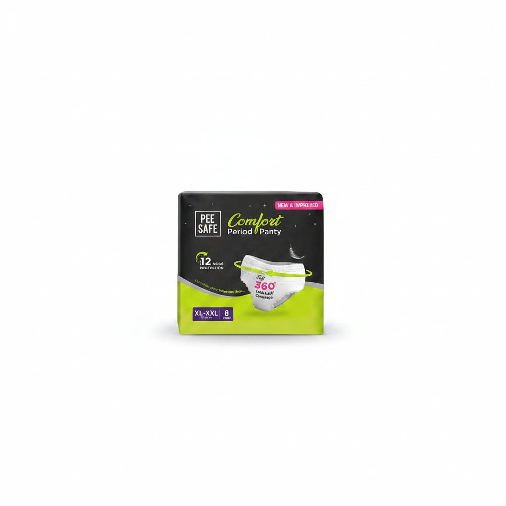 Pee Safe Comfort Period Panties XL-XXL | 8 Panties| Heavy Flow | 360° Protection | 12 Hr Protection | Leak Proof | Overnight Comfort | Rash & Toxin Free...